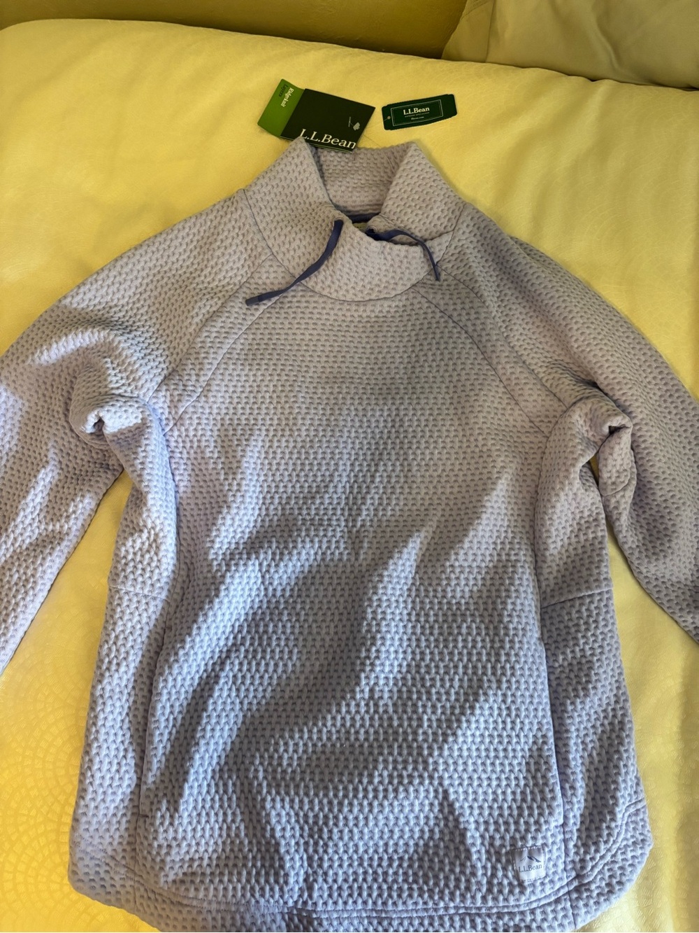 L.L. Bean Women's Light Lavender Waffle Mock Neck Pullover